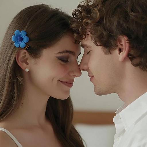 Intimate Close-Up of a Loving Couple