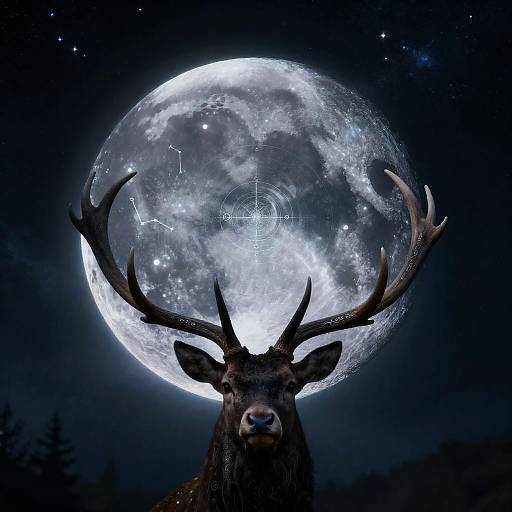 Moon Stag with Celestial Antlers