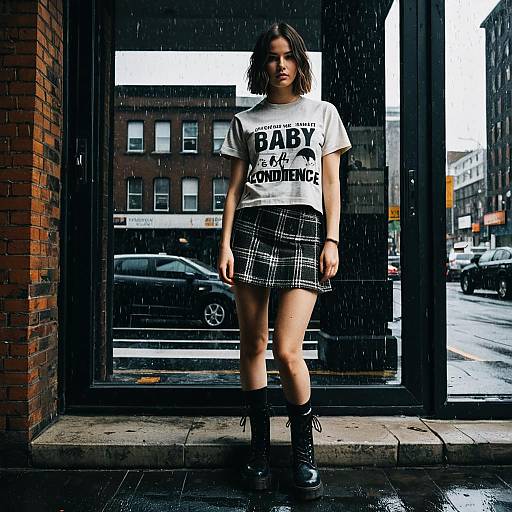 Young Woman in Alt Fashion Micro Skirt