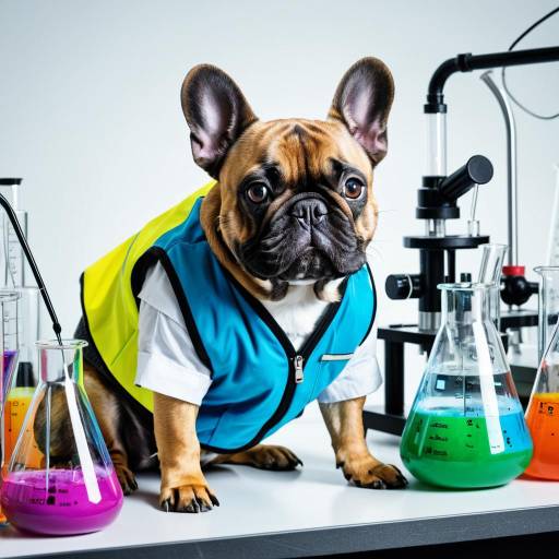 Humorous French Bulldog in Chemistry Lab