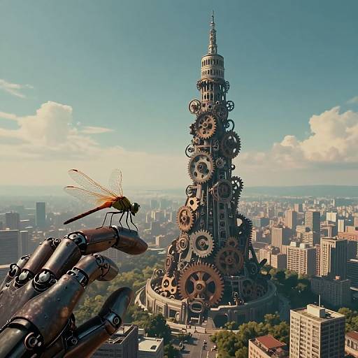 Surreal Biomechanical Dreamscape Tower