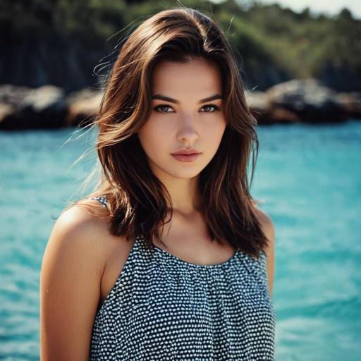 Young Woman in Summer Dress by Water