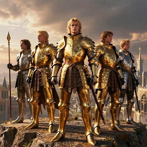 Blonde Hero in Golden Medieval Armor