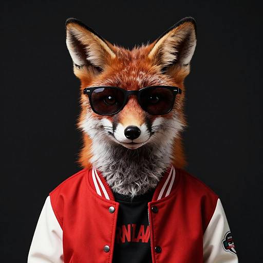 Realistic Fox Portrait with Sunglasses