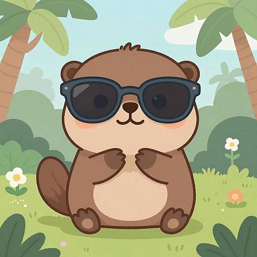 Cute Otter with Oversized Sunglasses