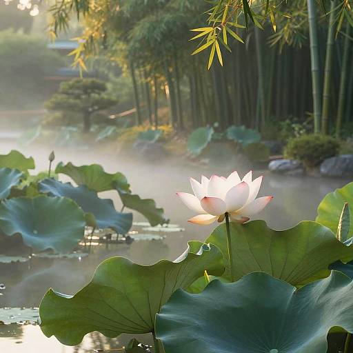 Serene Lotus Ponds in Japanese Garden