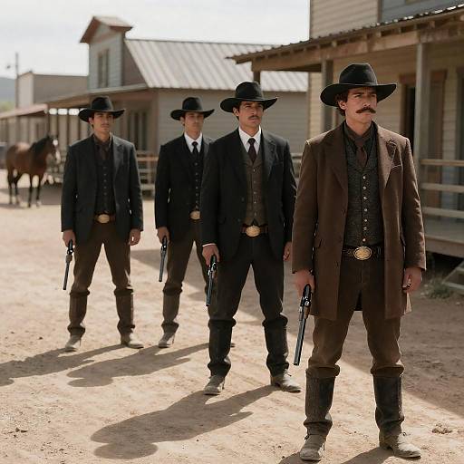 Western Men in Sunlit Dusty Town