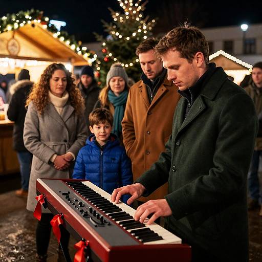 Enchanting Nighttime Christmas Market Scene