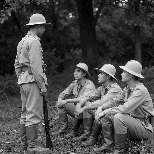 Historic Soldiers in Forest Setting