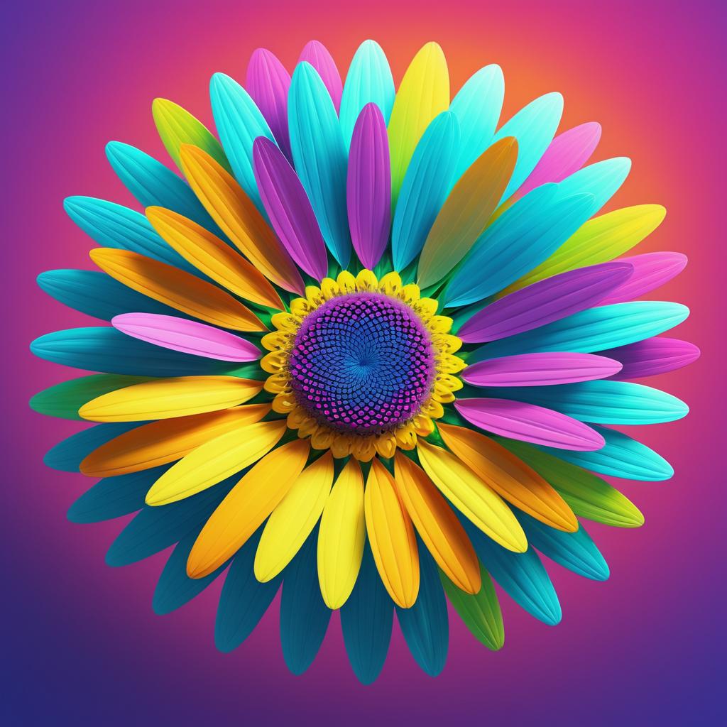 Playful Alien Daisy in Cosmic Colors