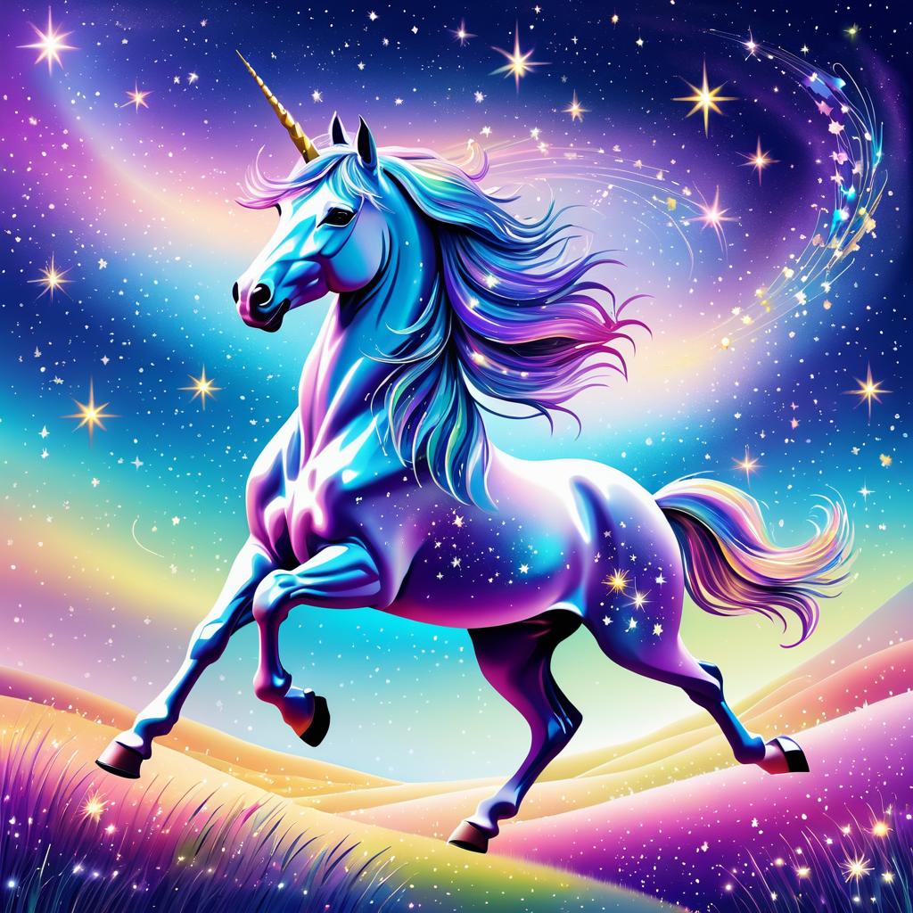 Whimsical Unicorn in a Starry Dreamscape