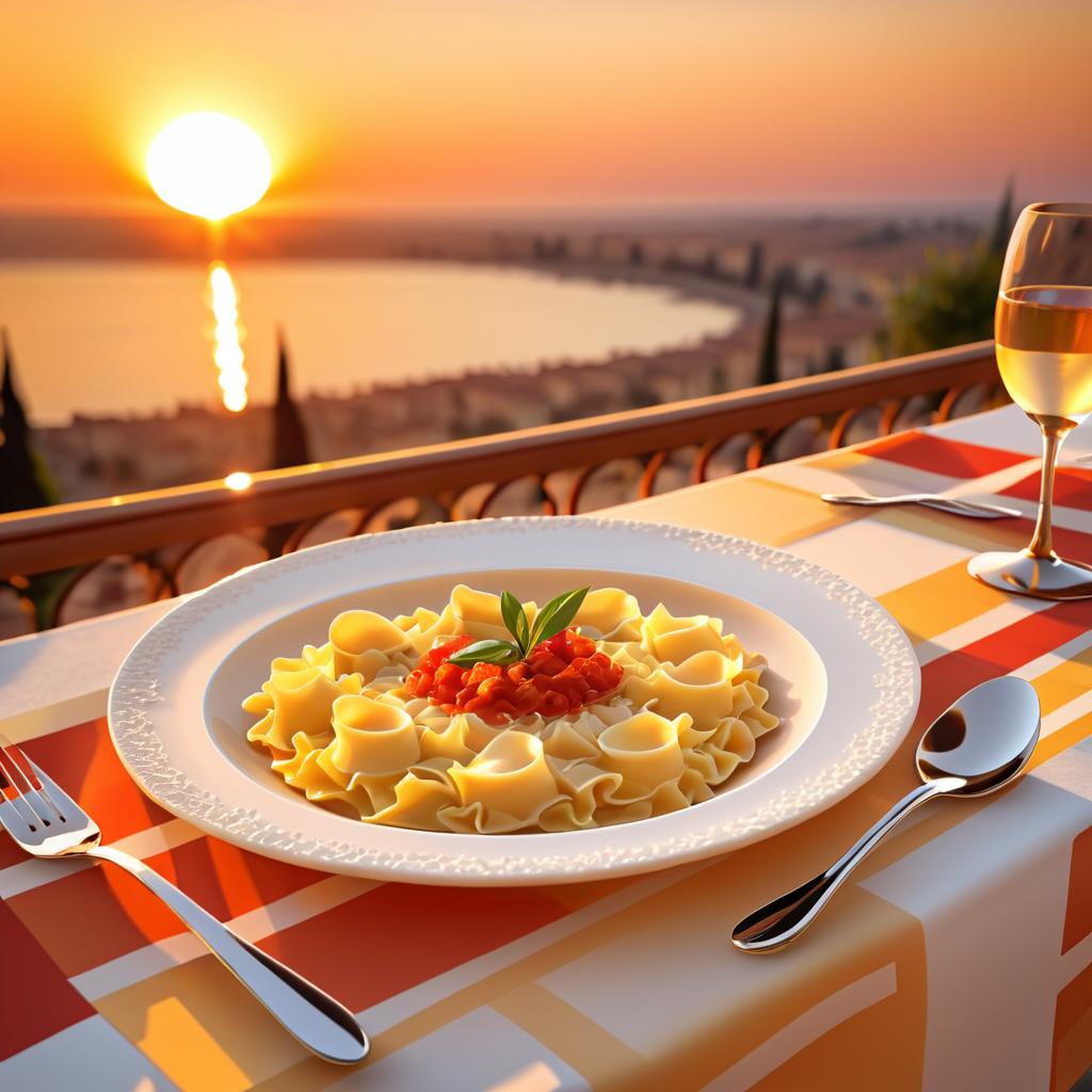 Italian Dinner at Sunset Table Setting