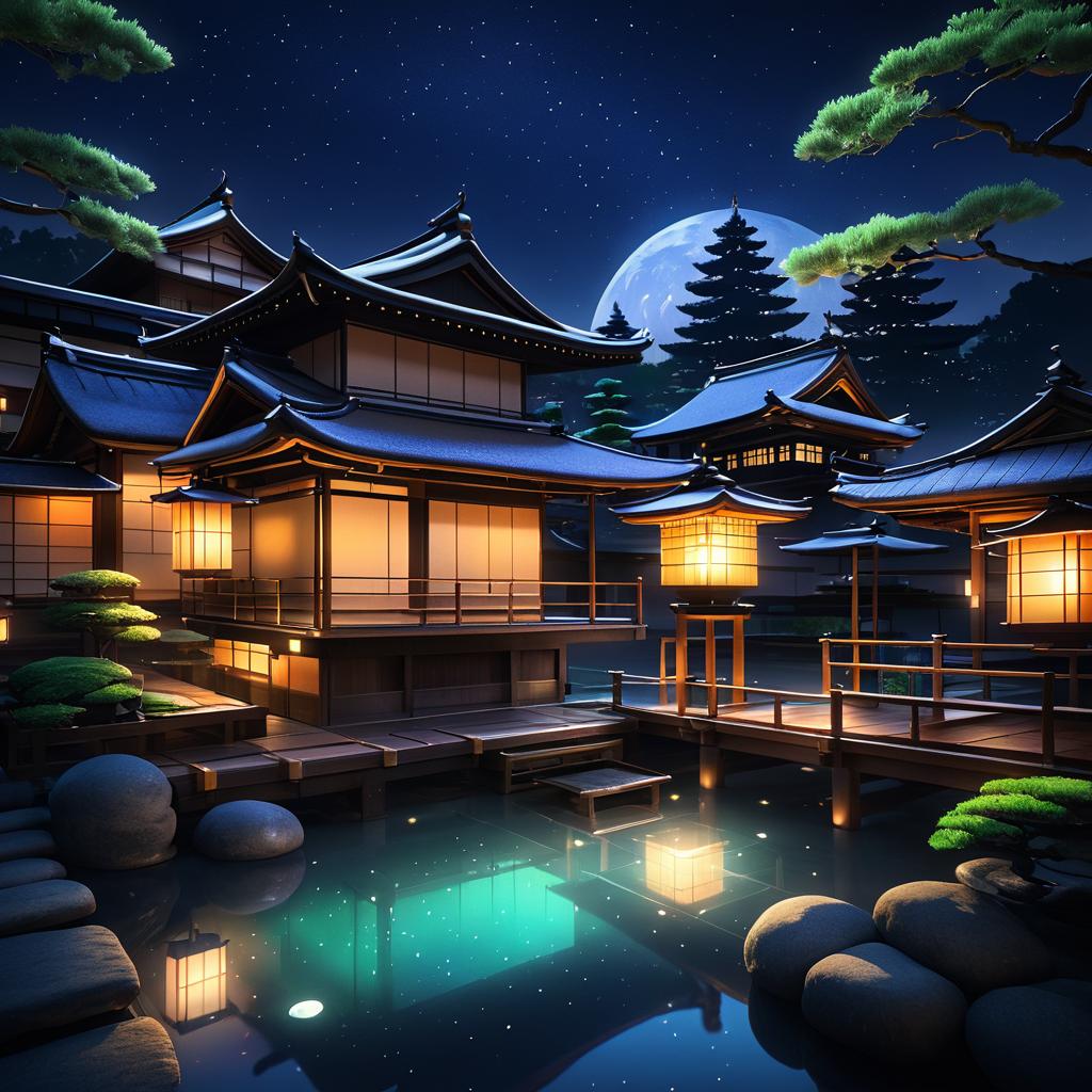 Enchanting Nighttime Onsen Serenity