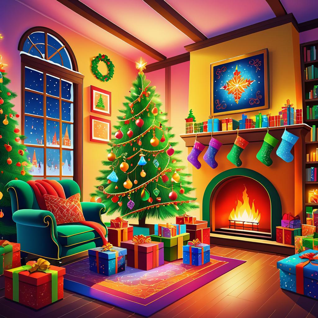 Whimsical Magical Christmas Town Illustration