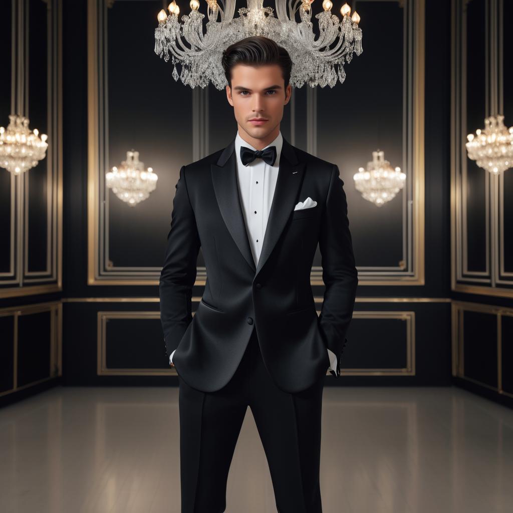 Elegant French Model in Tuxedo Shot