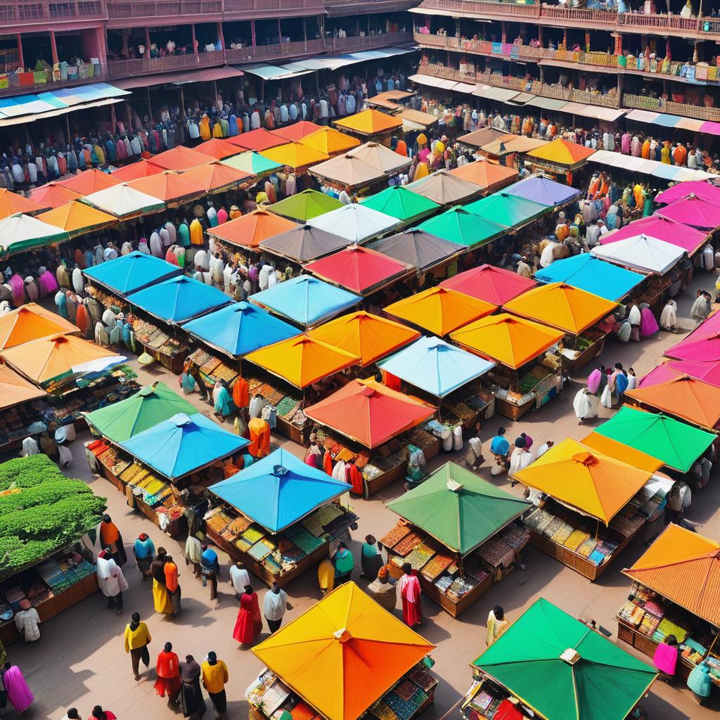 Aerial View of a Vibrant Marketplace