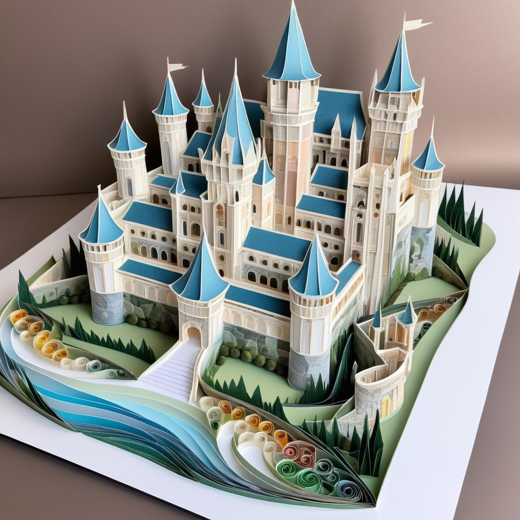 Exquisite Multi-Dimensional Castle Quilling Art