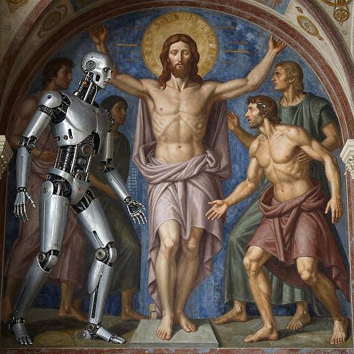 Futuristic Mechanized Martyr Fresco