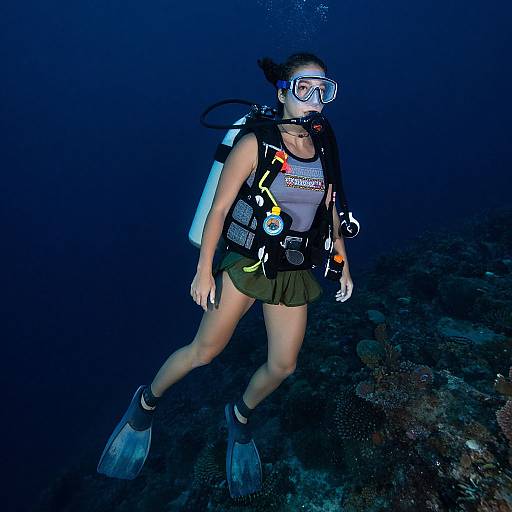 Realistic Female Scuba Diver Scene