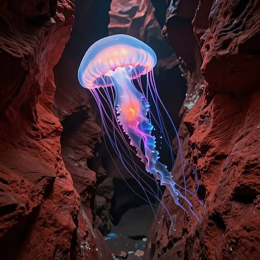 Bioluminescent Jellyfish in Martian Canyon