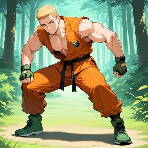 Muscular Male in Offensive Stance Muscular Male in Offensive Stance
