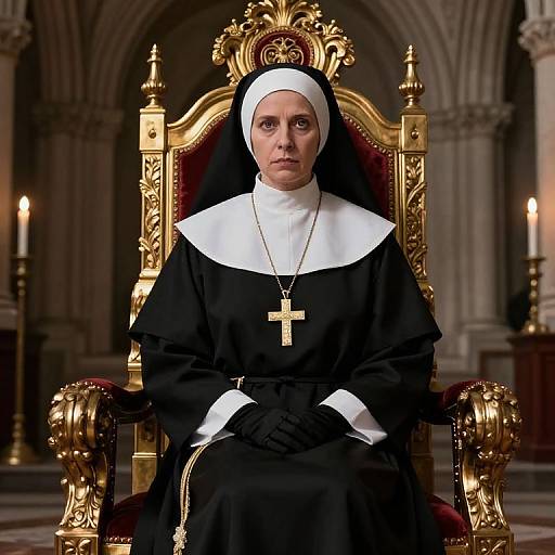 Stern Nun on Ornate Throne