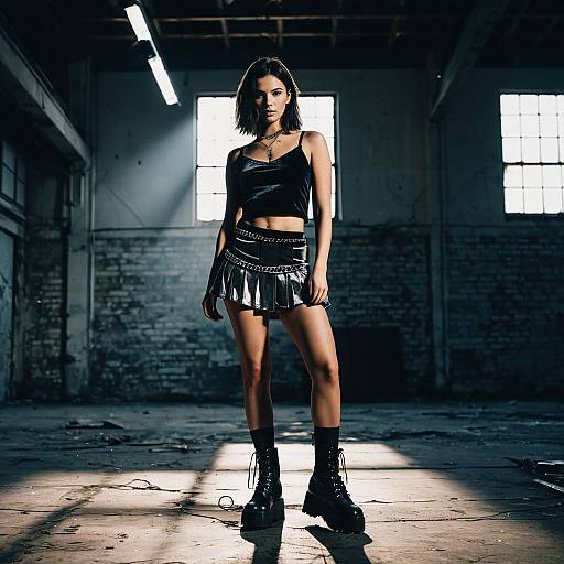 Young Woman in Alt Fashion Micro Skirt