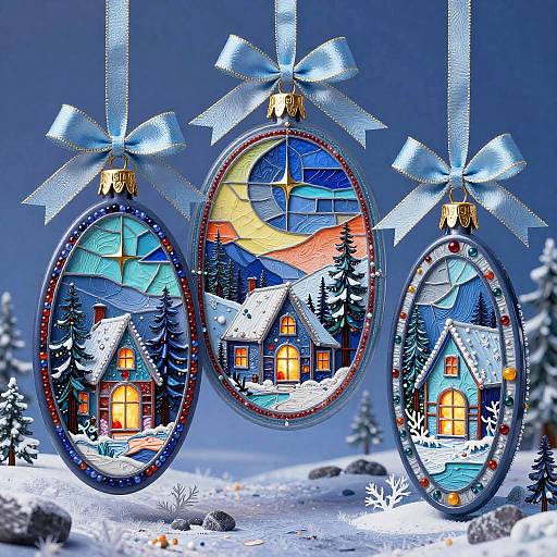 3D Vivid Winter Ornament Wonderland