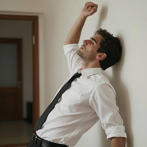 Intense Man Against Wall Pose