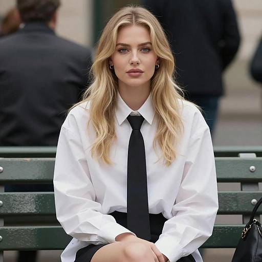 Blonde Woman in Oversized Shirt