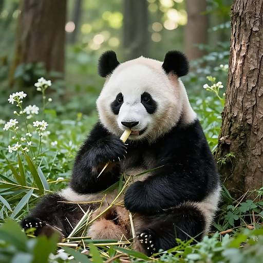 Chubby Baby Panda in Lush Forest
