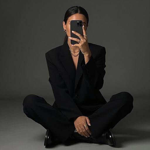 Elegant Woman Taking a Mirror Selfie