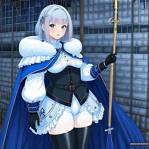 Illustration of Akershus fortress (oshiro project), oshiro project:re in the style of Yudepii