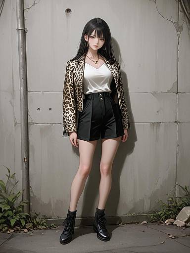 Edgy Woman in Leopard Print Jacket