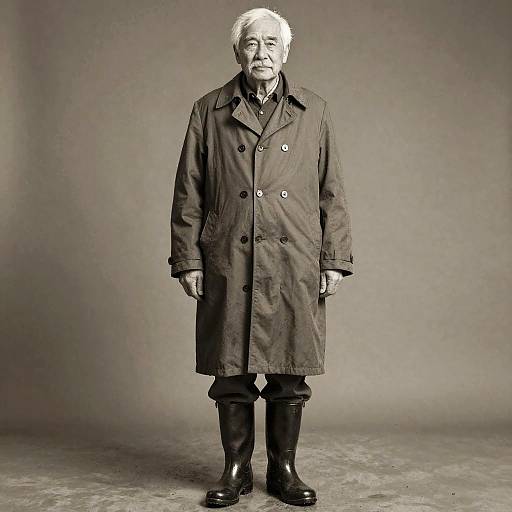 Vintage Elderly Gentleman in Rainwear
