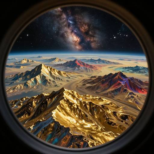 Surreal Celestial Dreamscape with Liquid Gold