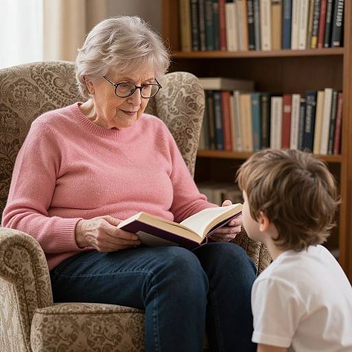 Cozy Storytime Between Grandmother and Child