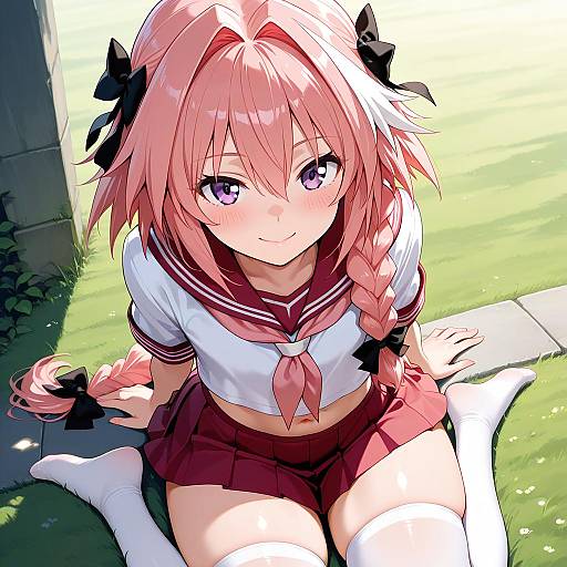 Astolfo Sitting in School Uniform