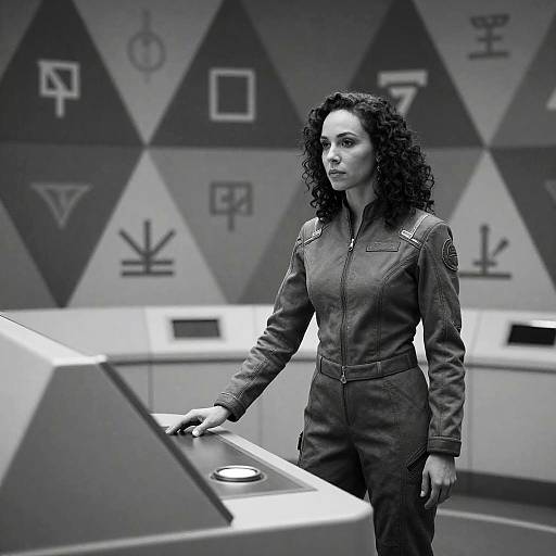 Futuristic Woman in Geometric Setting