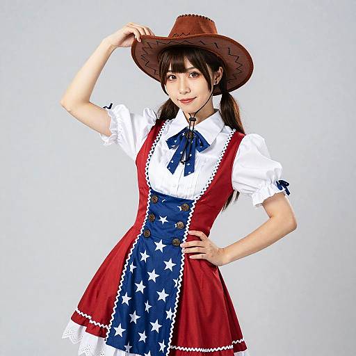 Woman in Detailed Cowgirl Costume