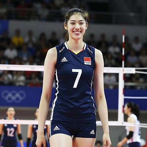 Low-Angle Photorealistic Volleyball Player Portrait