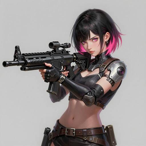 Anime Sci-Fi Sharpshooter Girl with Rifle