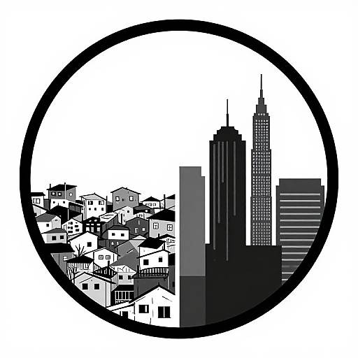 Colorful City and Slums Circular Logo
