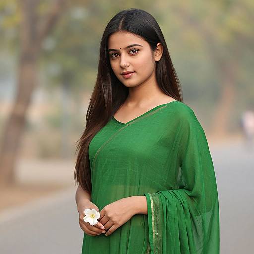 Realistic Girl in Green Sharara
