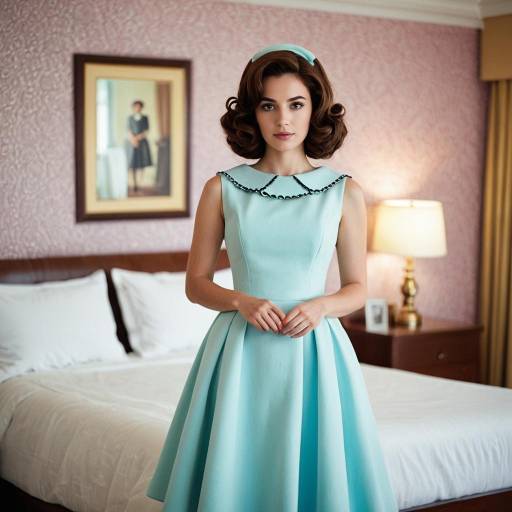 Vintage 1960s Woman in Pastel Blue Dress