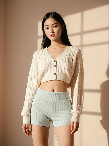 Woman in Casual Chic Knitwear Set