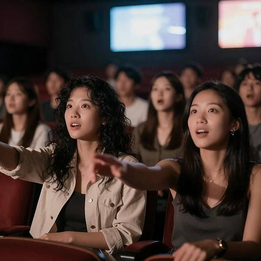 Eager Crowd in a Movie Theater