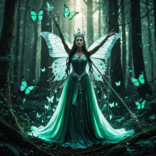 Ethereal Butterfly Queen in Enchanted Forest