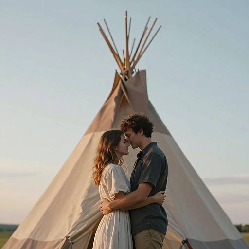 Tender Embrace Beneath Serene Sky