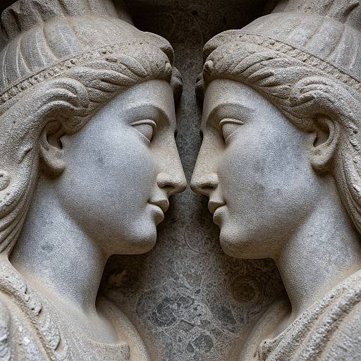 Timeless Stone Visages in Embrace
